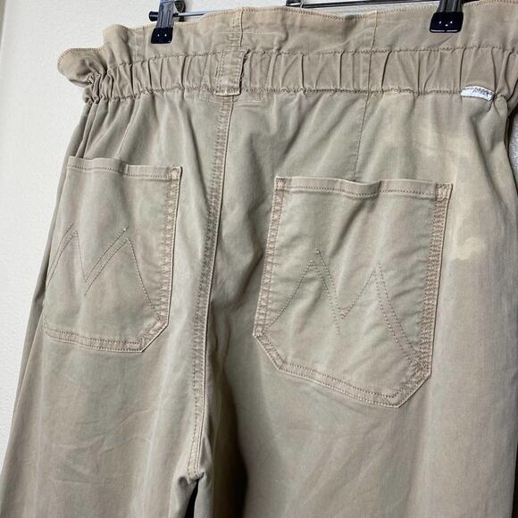 Mother The Yoyo Ruffle Greaser Ankle Tan Khaki Pants Paper Bag Waist Size 34 - Picture 11 of 16